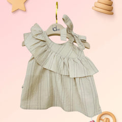 Girls’ Ruffle Frock – Stylish Summer Dress (Pink & Off White)