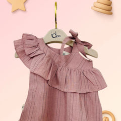 Girls’ Ruffle Frock – Stylish Summer Dress (Pink & Off White)