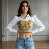 Women’s Floral Corset Crop Top – Trendy Casual Wear