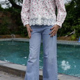 Women’s Light Blue Wide Leg Jeans – High Waist Casual Denim