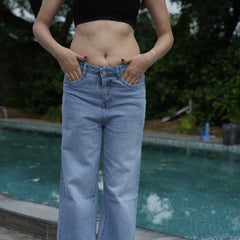 Women’s Light Blue Wide Leg Jeans – High Waist Casual Denim