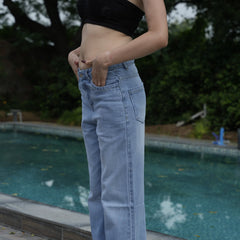 Women’s Light Blue Wide Leg Jeans – High Waist Casual Denim