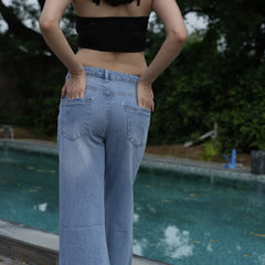 Women’s Light Blue Wide Leg Jeans – High Waist Casual Denim