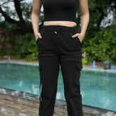 Women’s Black Cargo Pyjamas – Stylish Utility Bottom Wear