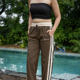 Women’s Striped Pyjamas – Sporty Bottoms in Multiple Colors (Olive, Salmon)