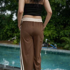 Women’s Striped Pyjamas – Sporty Bottoms in Multiple Colors (Olive, Salmon)
