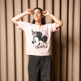 Women's Oversized T-Shirt – Winking Mickey Graphic Print