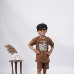 Tom & Jerry Boys’ Coord Set – Cartoon Print T-Shirt & Shorts (Black, Off White, Brown, Pink)