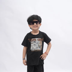 Tom & Jerry Boys’ Coord Set – Cartoon Print T-Shirt & Shorts (Black, Off White, Brown, Pink)