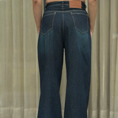 Women’s Dark Blue Wide Leg Jeans – High Waist Relaxed Fit Denim