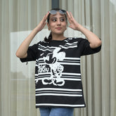 Women's Oversized T-Shirt – Striped Mickey Graphic