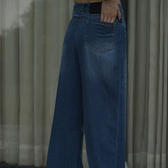 Women’s Blue Wide Leg Jeans – High Waist Relaxed Fit Denim