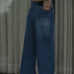 Women’s Blue Wide Leg Jeans – High Waist Relaxed Fit Denim