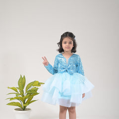 Girls Majestic Sky Layered Dress – Shimmery and Stunning Look