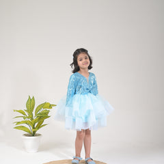 Girls Majestic Sky Layered Dress – Shimmery and Stunning Look