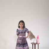 Girls Fashionable Middie Outfit – Pleated Dress, Leggings & Purse Combo