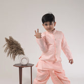 Boys Peach Dhoti Kurta with Jacket – Traditional Ethnic Wear for Kids