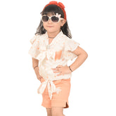 Elegant Girls' Bow-Tie Top and Shorts Combo – Perfect for Summer Days