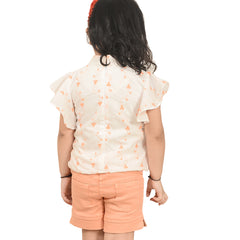 Elegant Girls' Bow-Tie Top and Shorts Combo – Perfect for Summer Days