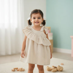 Girls’ Ruffle Frock – Stylish Summer Dress (Pink & Off White)
