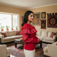 Ruffle Embellished Top for Women – Stylish Party & Casual Wear