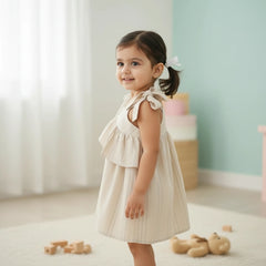 Girls’ Ruffle Frock – Stylish Summer Dress (Pink & Off White)