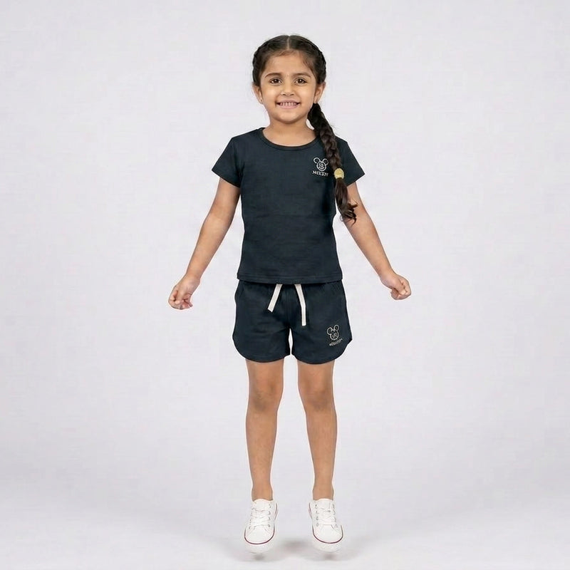 Girls Co-Ord Set – Casual Cotton T-Shirt & Shorts Outfit for Kids