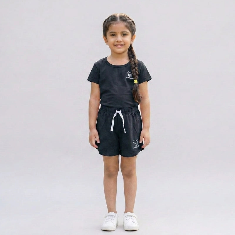 Girls Co-Ord Set – Casual Cotton T-Shirt & Shorts Outfit for Kids