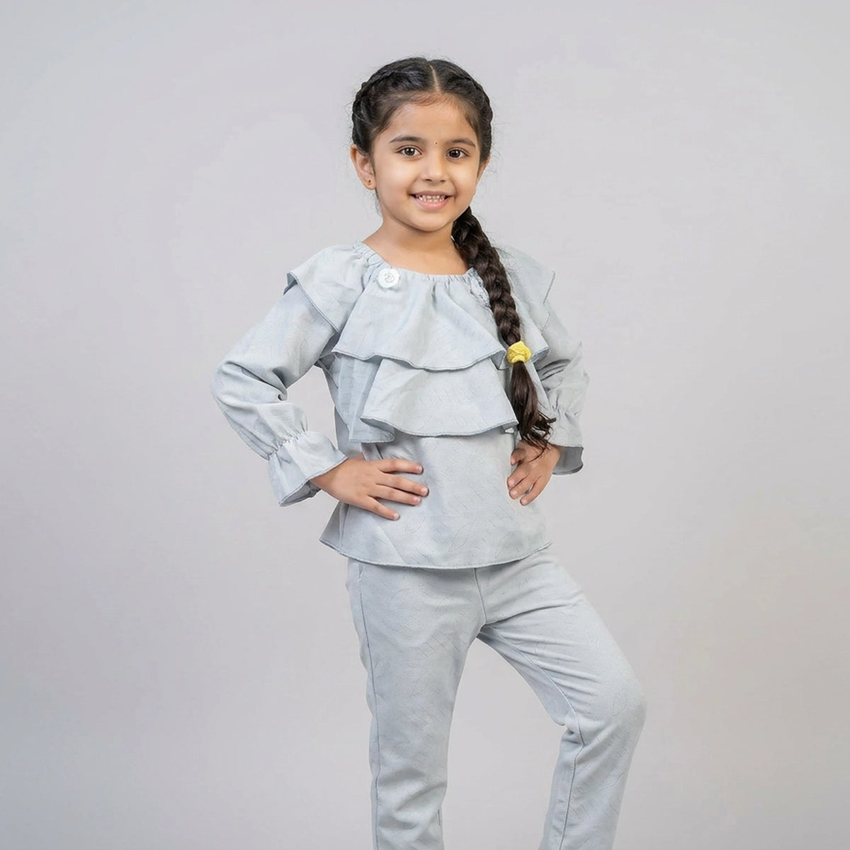 Girl Ruffle Top with Tie-Waist Pants Co-ord Set