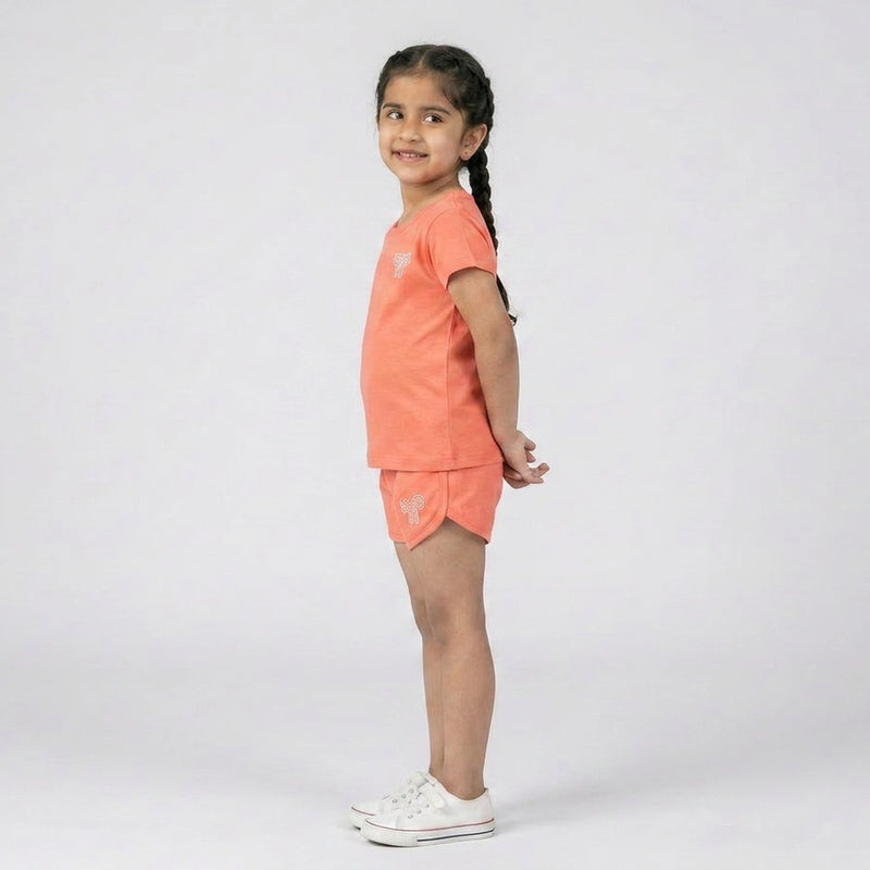 Girls Cotton Co-Ord Set – Cute T-Shirt & Shorts Casual Outfit for Kids