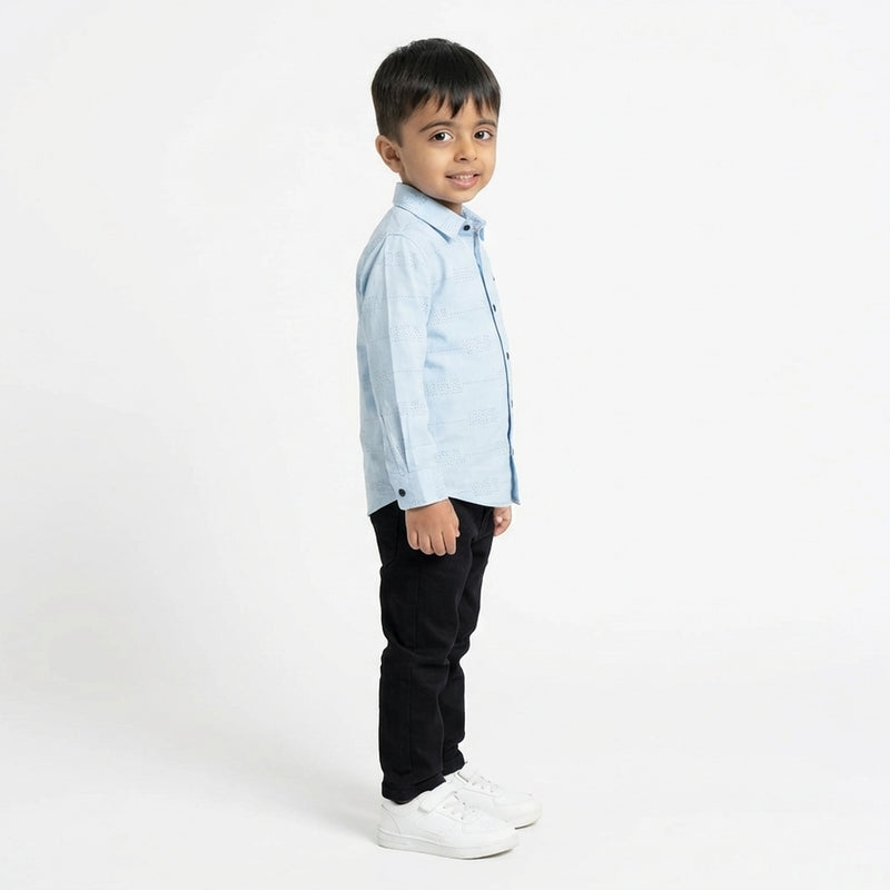 BOYS Light Blue Formal Shirt & Black Pants Set – Smart Casual Kids Outfit