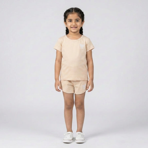 Girls Cotton Co-Ord Set – Cute T-Shirt & Shorts Casual Outfit for Kids