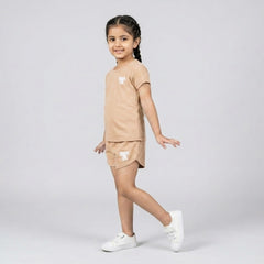 Girls Cotton Co-Ord Set – Cute T-Shirt & Shorts Casual Outfit for Kids
