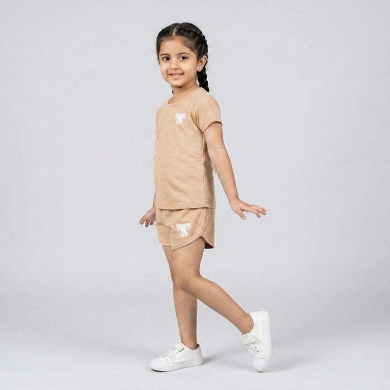 Girls Cotton Co-Ord Set – Cute T-Shirt & Shorts Casual Outfit for Kids