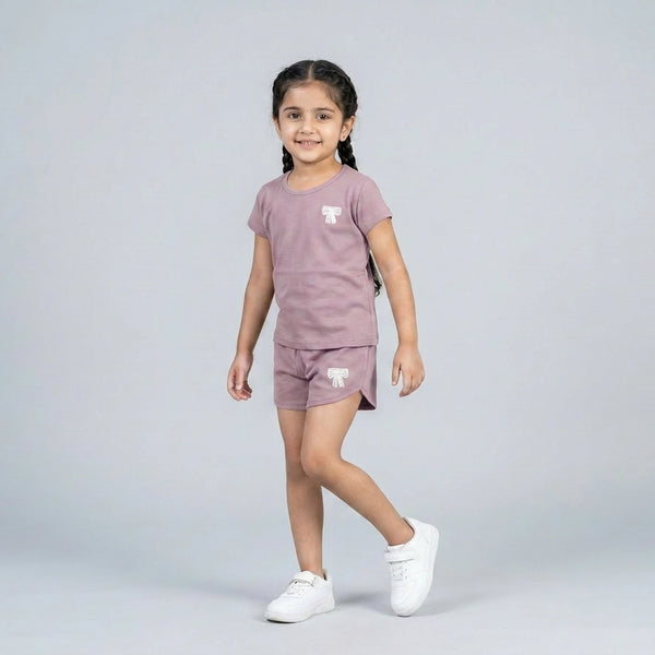 Girls Cotton Co-Ord Set – Cute T-Shirt & Shorts Casual Outfit for Kids