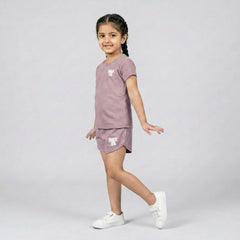 Girls Cotton Co-Ord Set – Cute T-Shirt & Shorts Casual Outfit for Kids