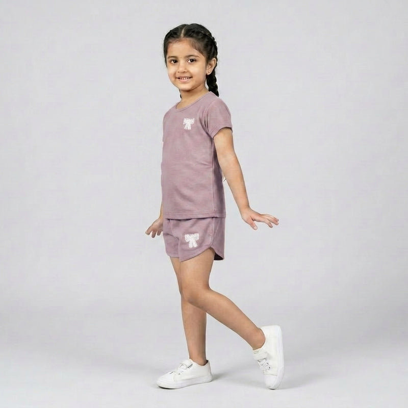 Girls Cotton Co-Ord Set – Cute T-Shirt & Shorts Casual Outfit for Kids