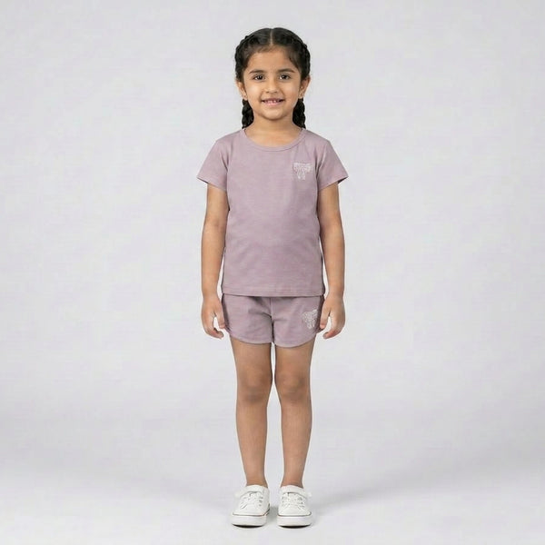 Girls Cotton Co-Ord Set – Cute T-Shirt & Shorts Casual Outfit for Kids