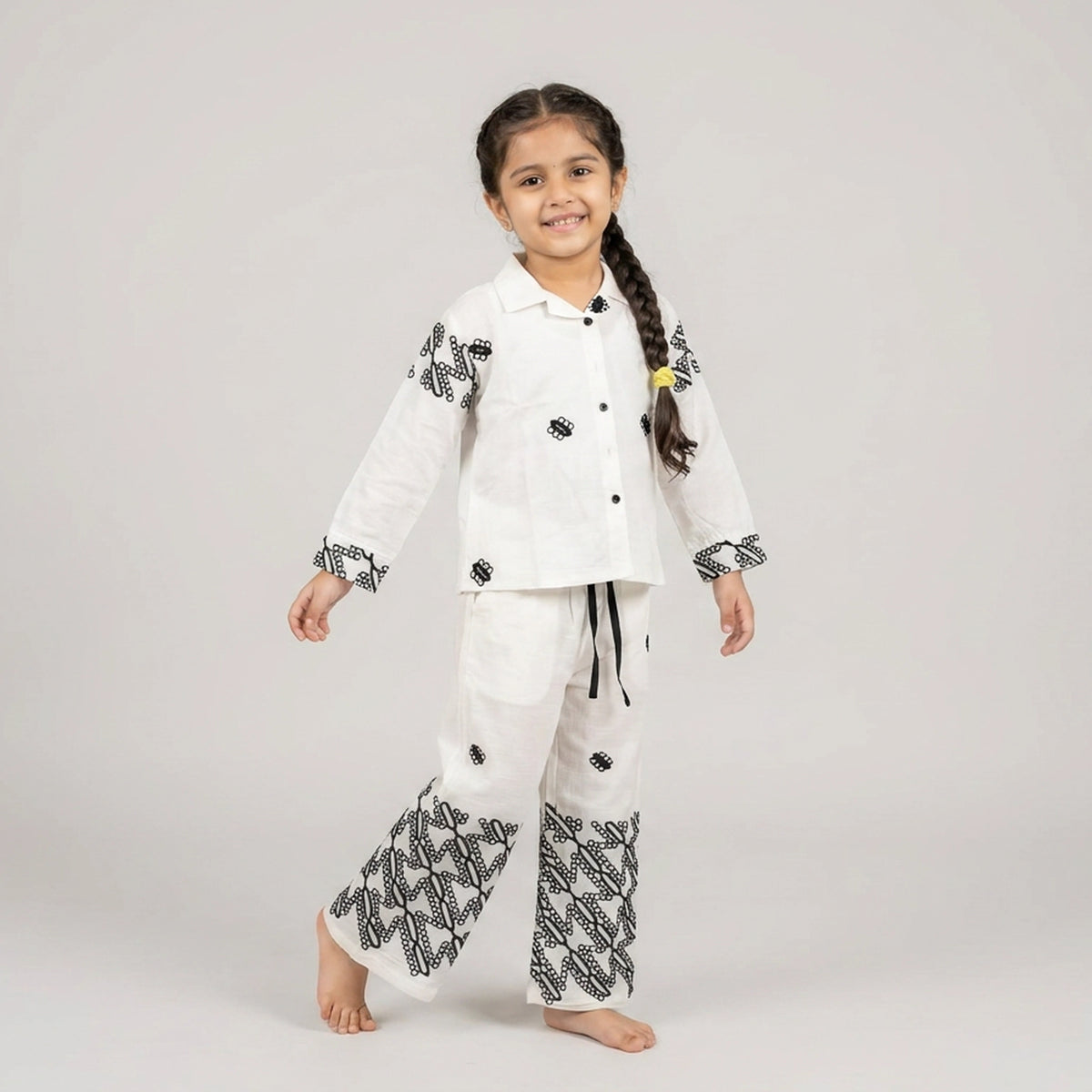 Girls Mauve Purple Printed Cotton Shirt with Palazzo Pants Co-ord Set