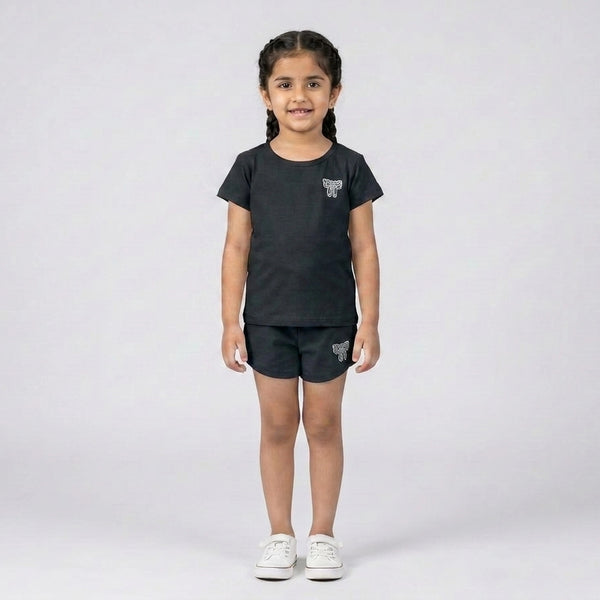Girls Cotton Co-Ord Set – Cute T-Shirt & Shorts Casual Outfit for Kids