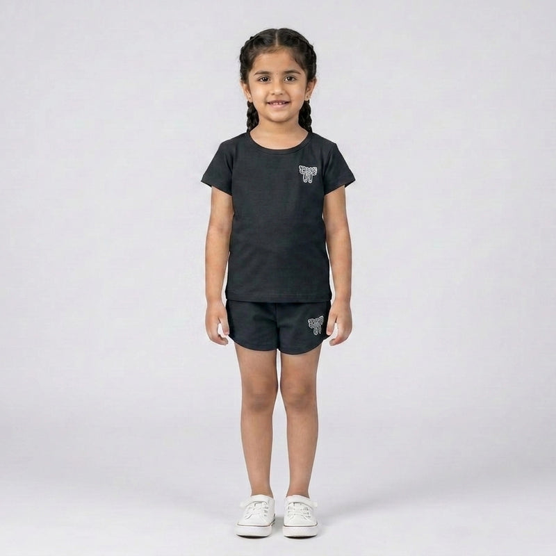 Girls Cotton Co-Ord Set – Cute T-Shirt & Shorts Casual Outfit for Kids