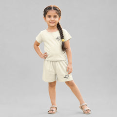 Girls Cotton Co-Ord Set – Stylish T-Shirt & Shorts Casual Summer Outfit for Kids