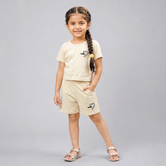 Girls Cotton Co-Ord Set – Stylish T-Shirt & Shorts Casual Summer Outfit for Kids