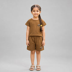 Girls Cotton Co-Ord Set – Stylish T-Shirt & Shorts Casual Summer Outfit for Kids