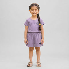 Girls Cotton Co-Ord Set – Stylish T-Shirt & Shorts Casual Summer Outfit for Kids