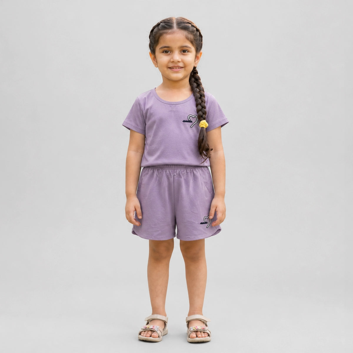 Girls Cotton Co-Ord Set – Stylish T-Shirt & Shorts Casual Summer Outfit for Kids - image 1
