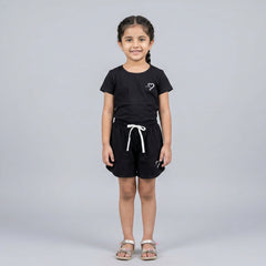 Girls Cotton Co-Ord Set – Stylish T-Shirt & Shorts Casual Summer Outfit for Kids