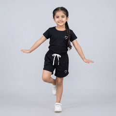 Girls Cotton Co-Ord Set – Stylish T-Shirt & Shorts Casual Summer Outfit for Kids