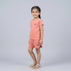 Girls Cotton Co-Ord Set – Stylish T-Shirt & Shorts Casual Summer Outfit for Kids