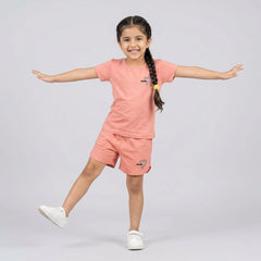 Girls Cotton Co-Ord Set – Stylish T-Shirt & Shorts Casual Summer Outfit for Kids